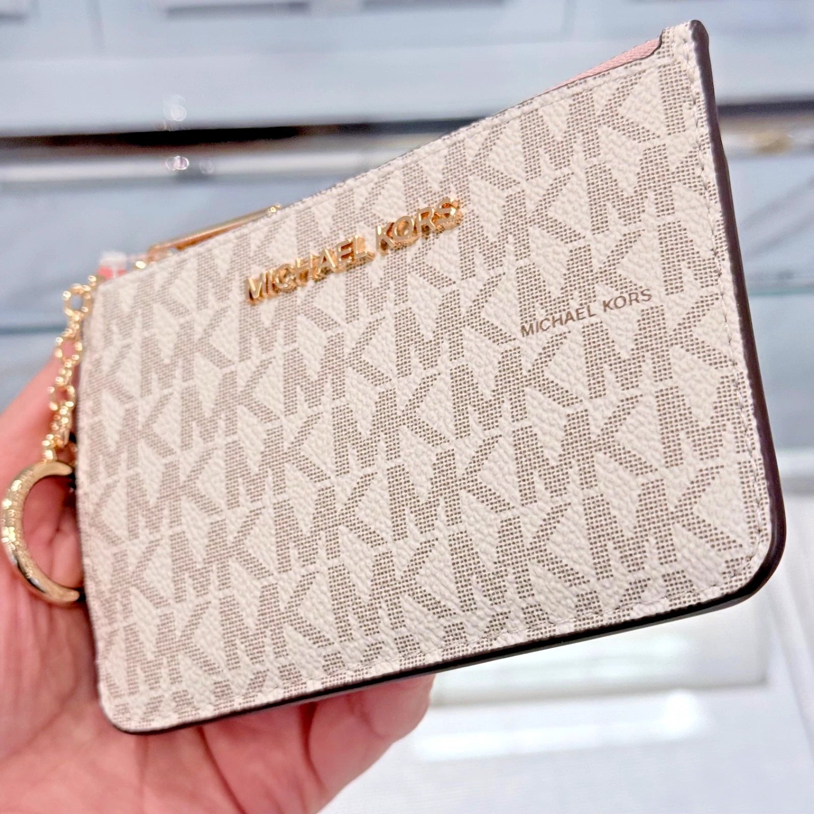 Jet Set Travel Small Top Zip Coin Pouch — Powder Blush