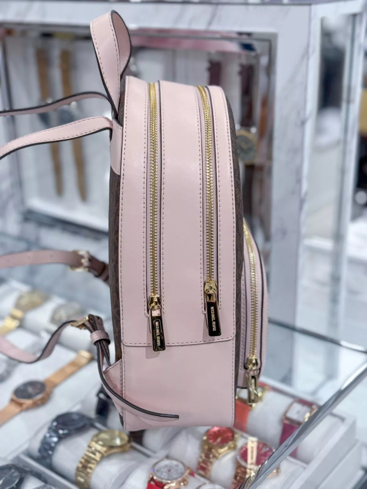 Jaycee Medium Zip Backpack — Brown / Powder Blush