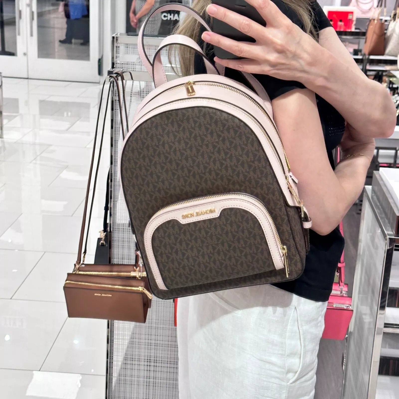 Jaycee Medium Zip Backpack — Brown / Powder Blush