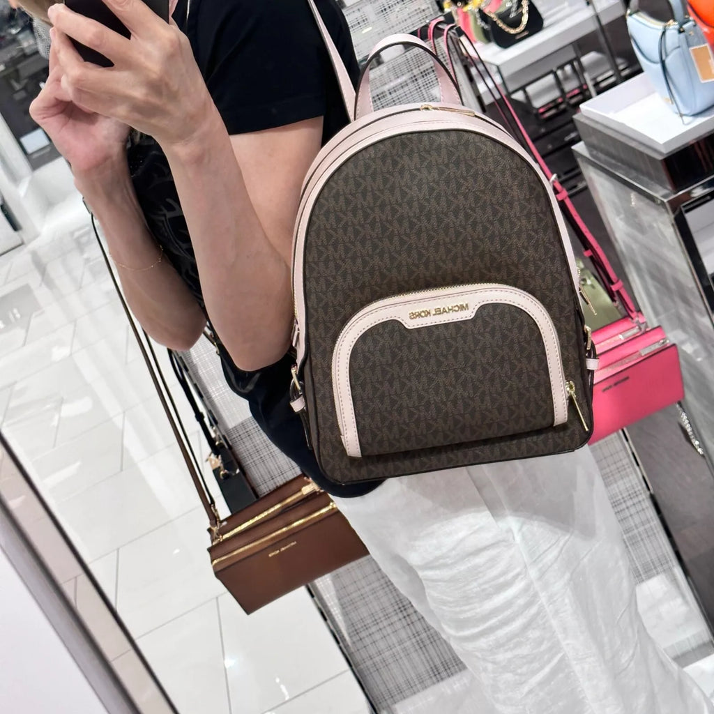 Jaycee Medium Zip Backpack — Brown / Powder Blush