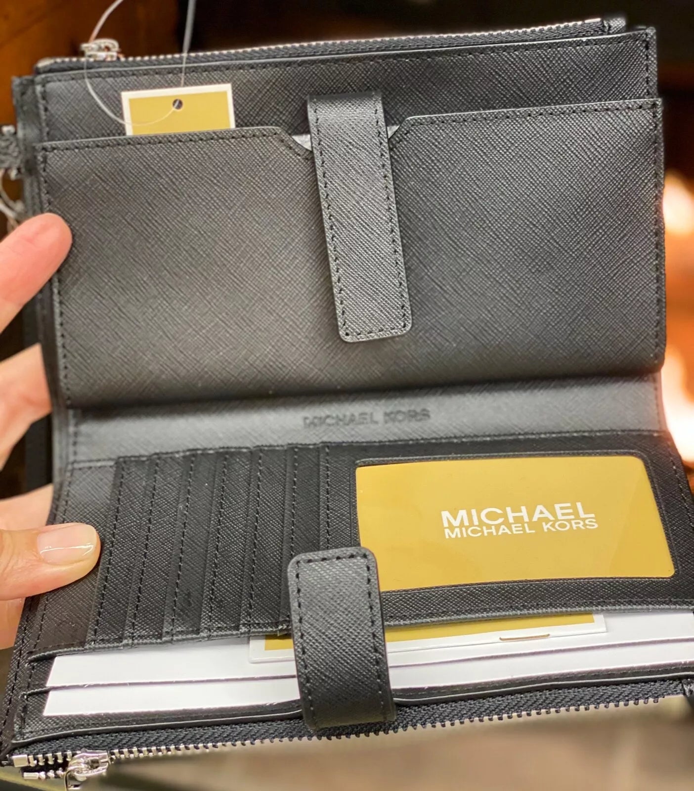 Jet Set Travel Double Zip Wristlet — Black