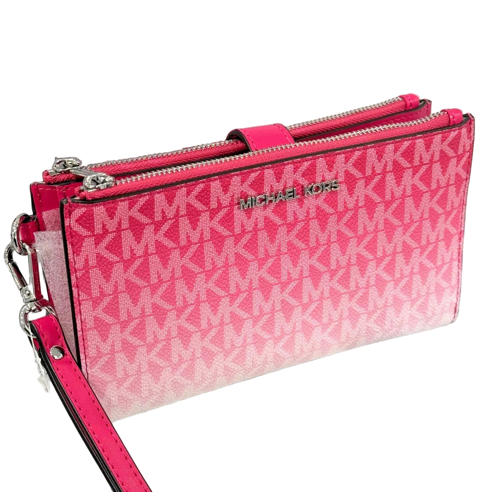 Jet Set Travel Double Zip Wristlet — Dragonfruit