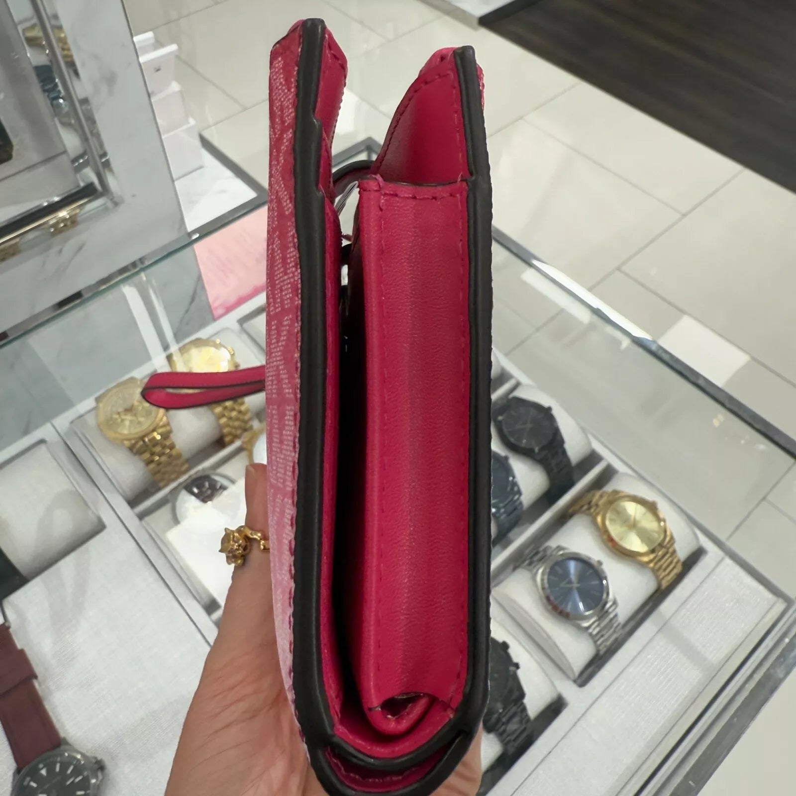 Jet Set Travel Double Zip Wristlet — Dragonfruit
