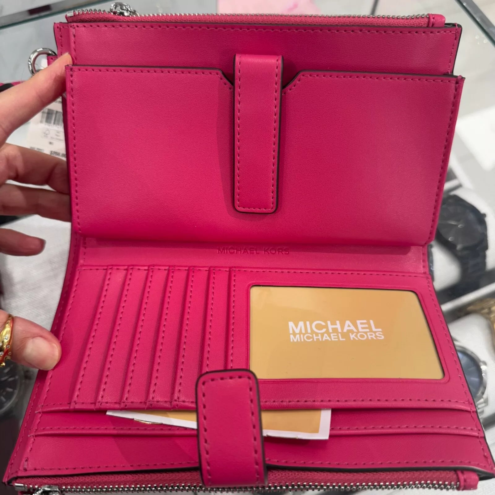 Jet Set Travel Double Zip Wristlet — Dragonfruit
