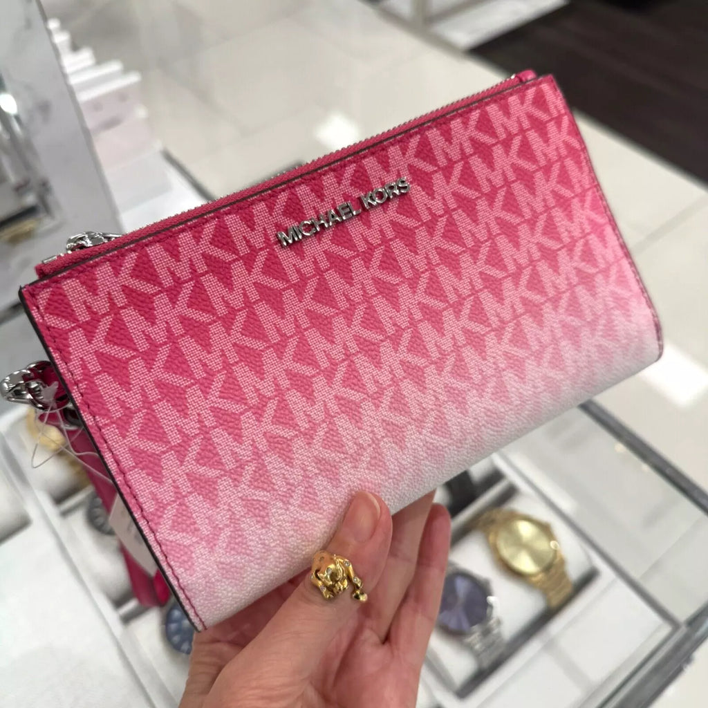 Jet Set Travel Double Zip Wristlet — Dragonfruit