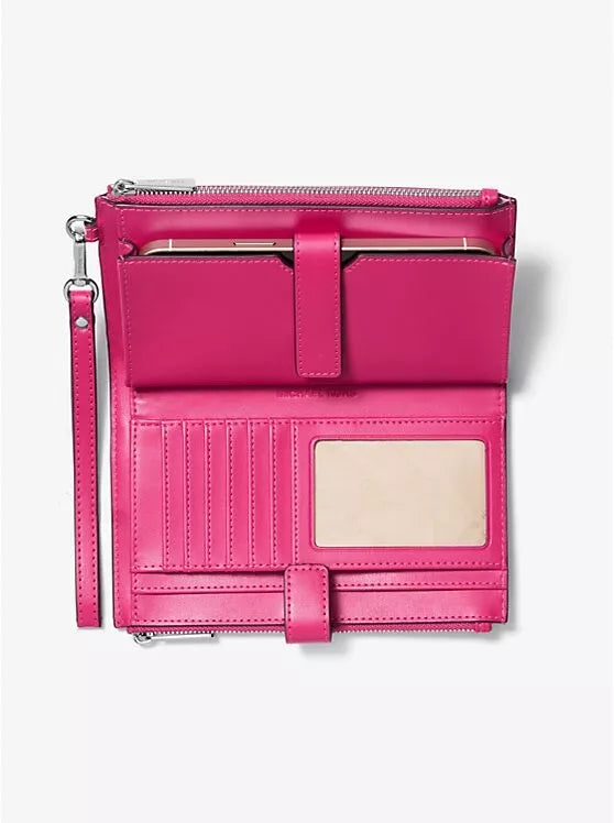 Jet Set Travel Double Zip Wristlet — Dragonfruit