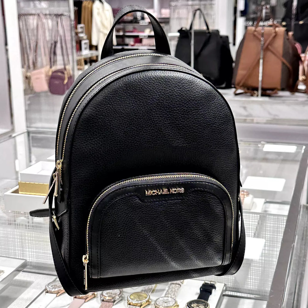 Jaycee Medium Leather Backpack — Black