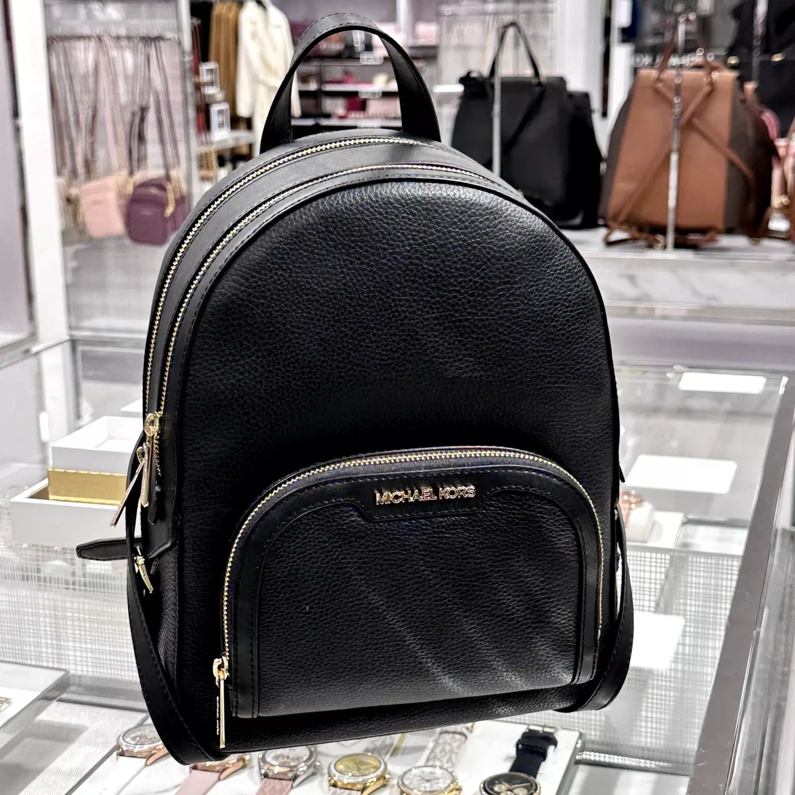 Jaycee Medium Leather Backpack — Black