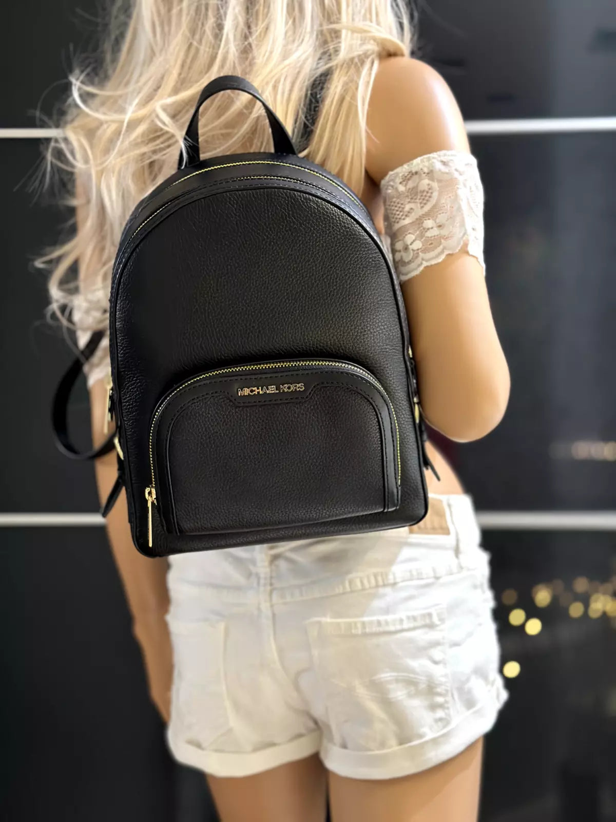 Jaycee Medium Leather Backpack — Black
