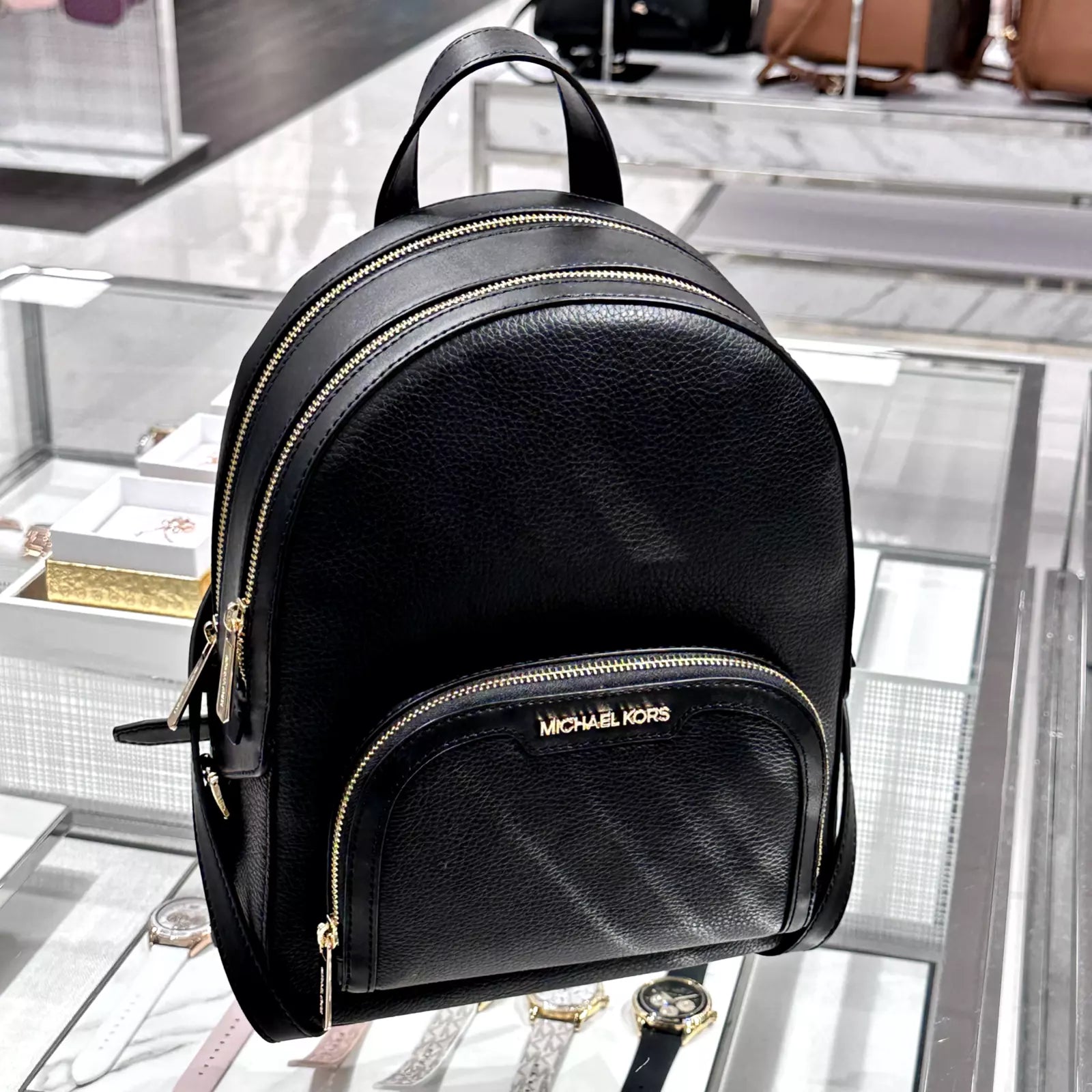 Jaycee Medium Leather Backpack — Black
