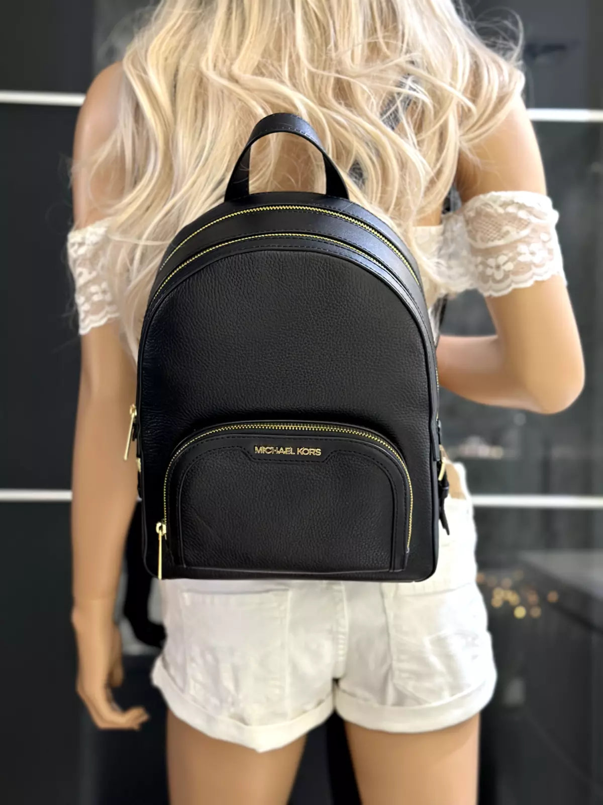 Jaycee Medium Leather Backpack — Black