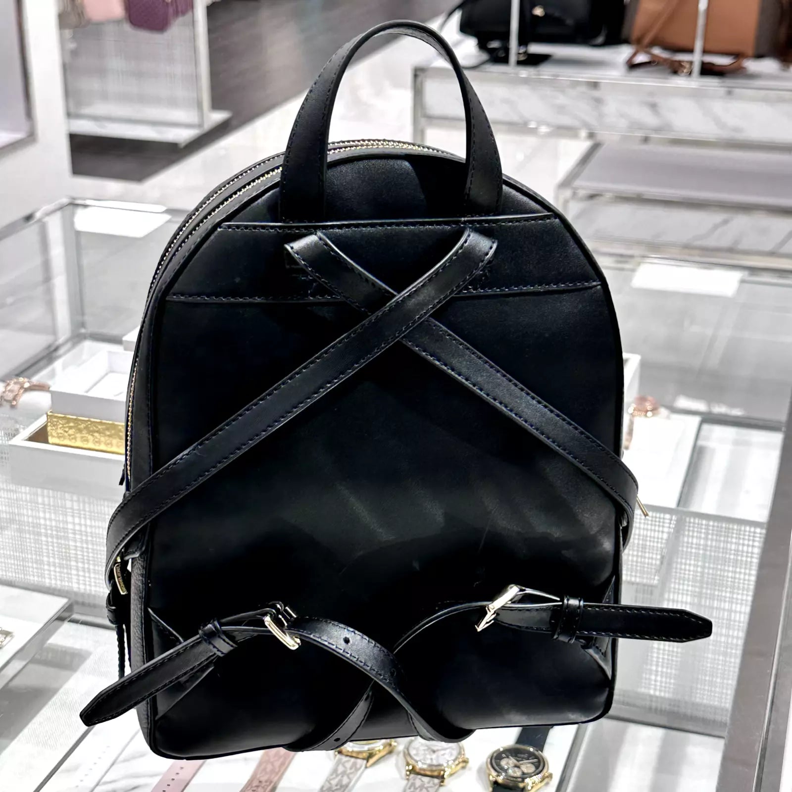 Jaycee Medium Leather Backpack — Black