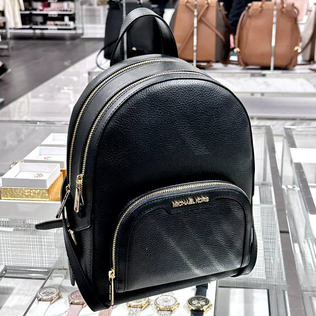 Jaycee Medium Leather Backpack — Black