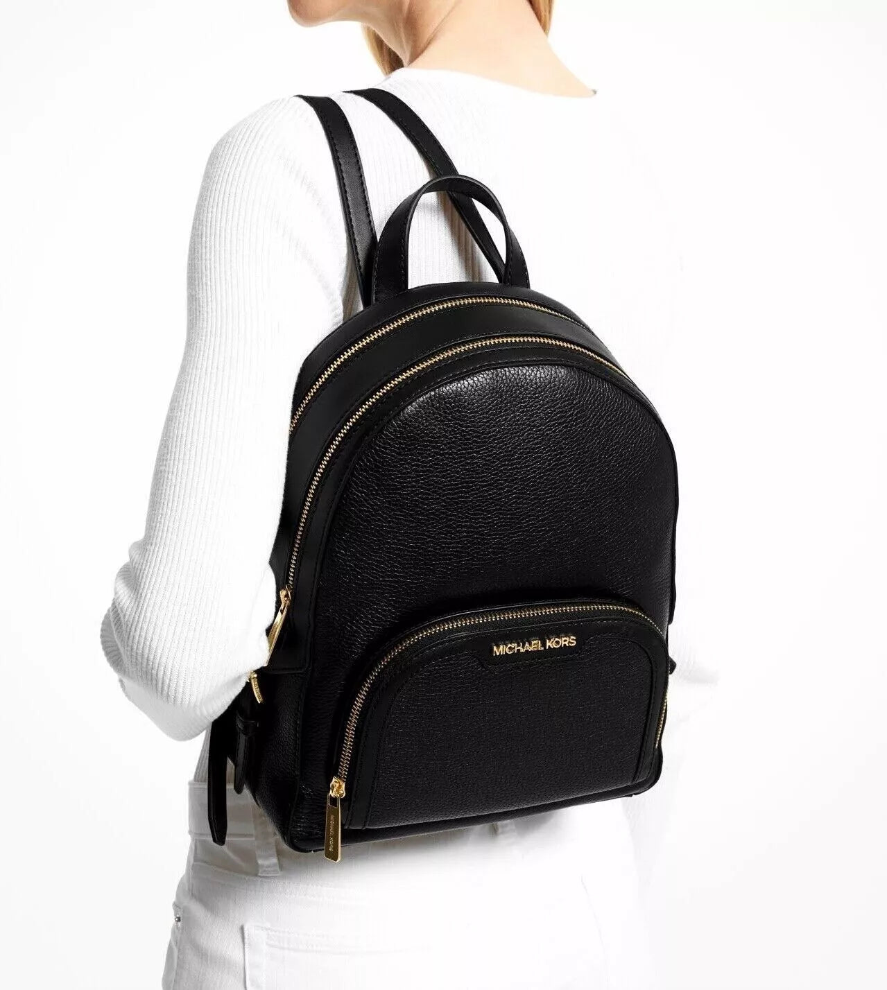 Jaycee Medium Leather Backpack — Black