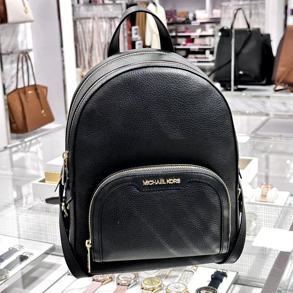 Jaycee Medium Leather Backpack — Black