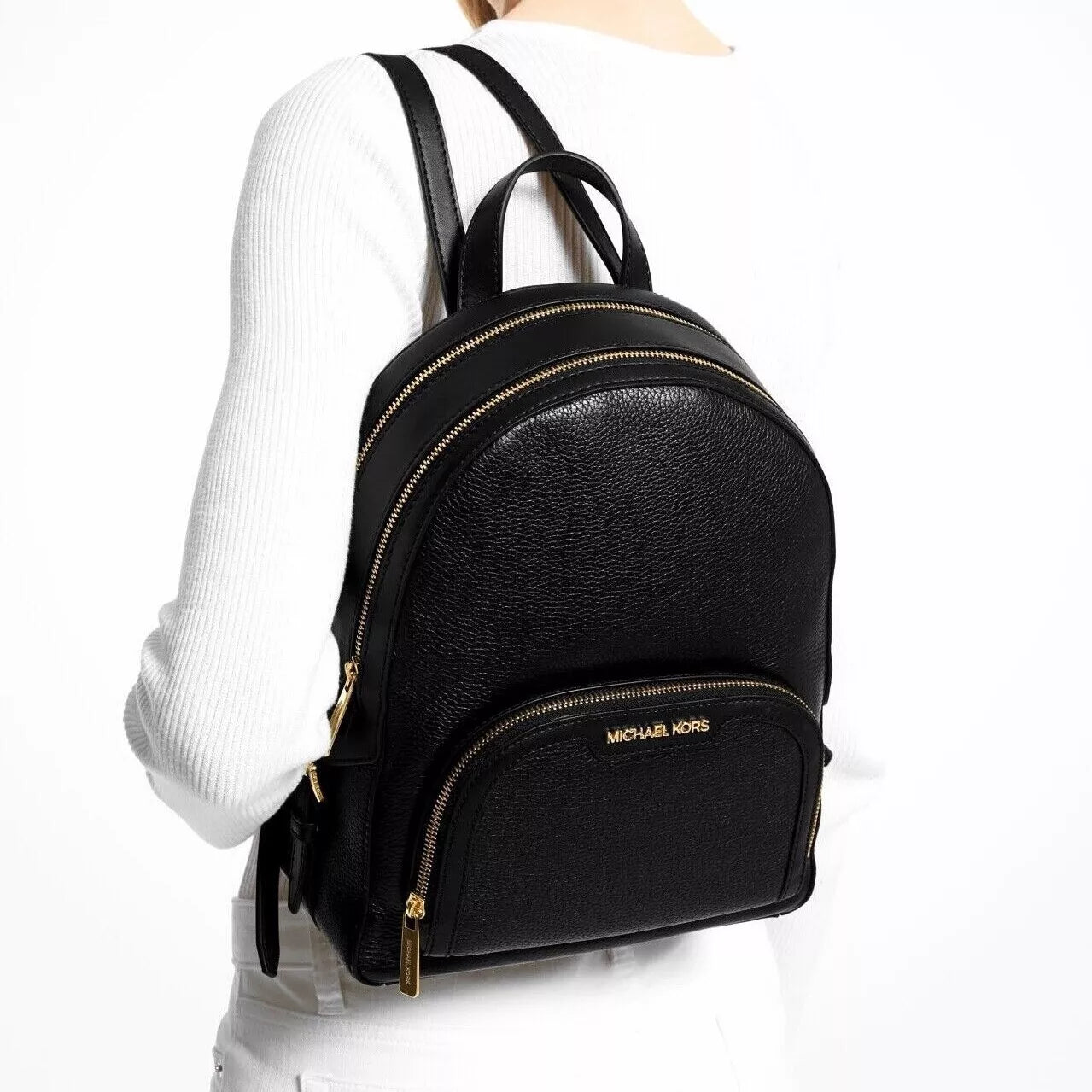 Jaycee Medium Leather Backpack — Black