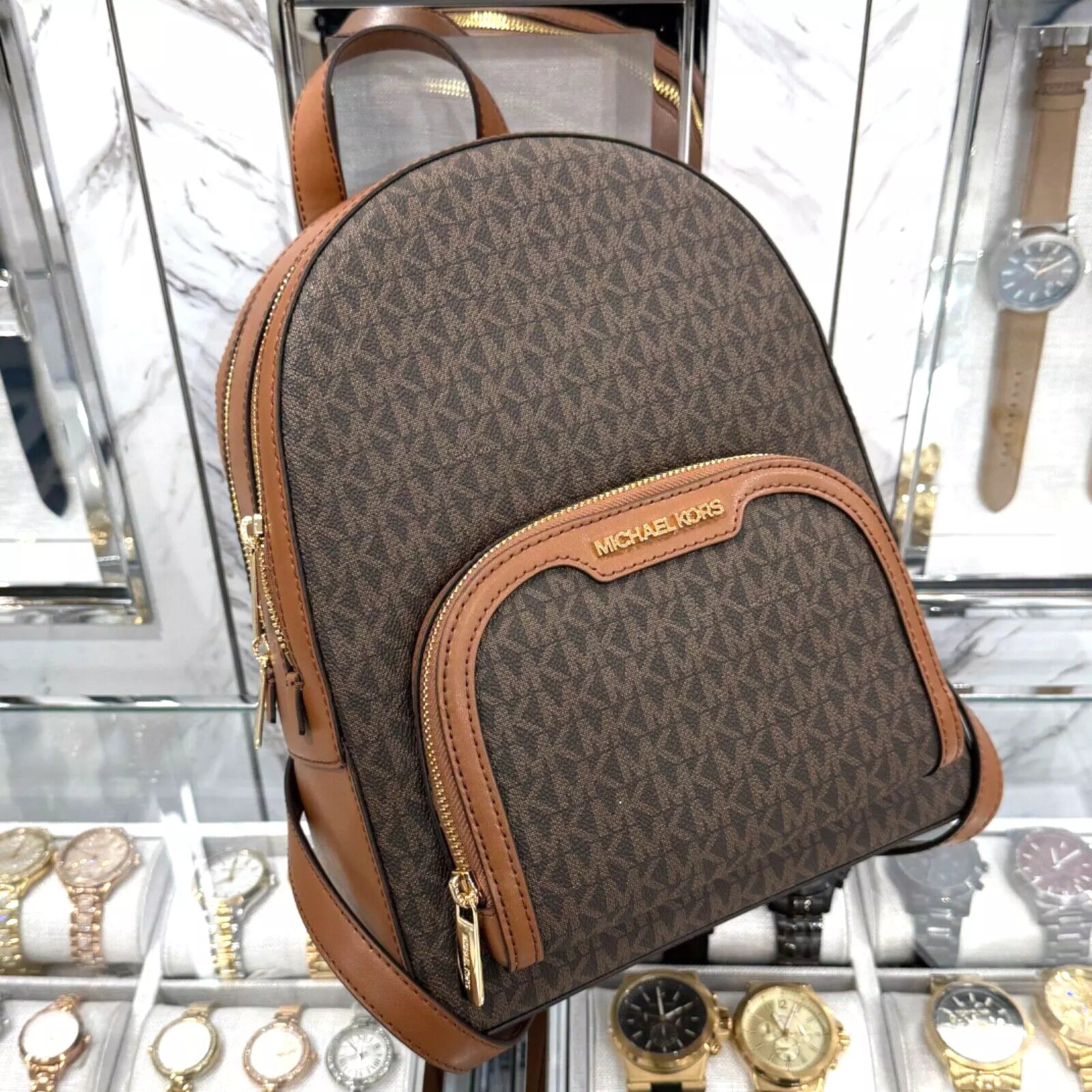 Jaycee Medium Logo Backpack — Luggage Brown