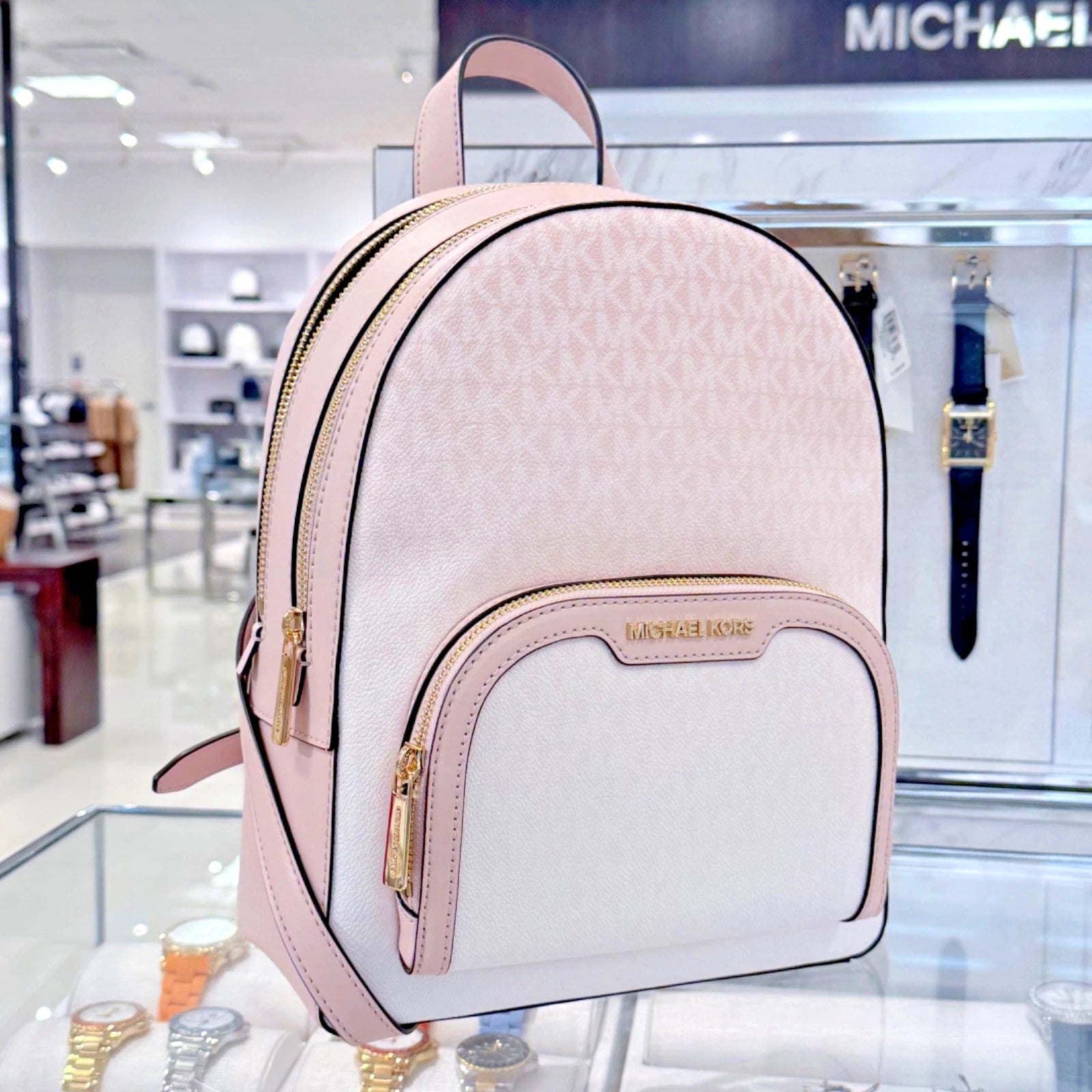 Jaycee Medium Zip Backpack — Powder Blush