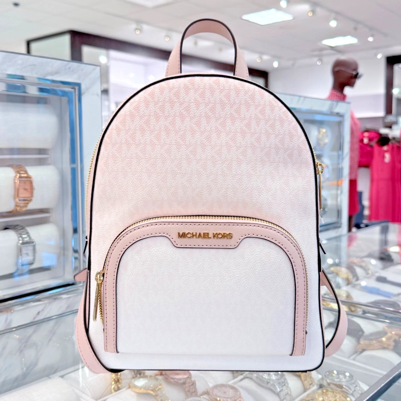 Jaycee Medium Zip Backpack — Powder Blush