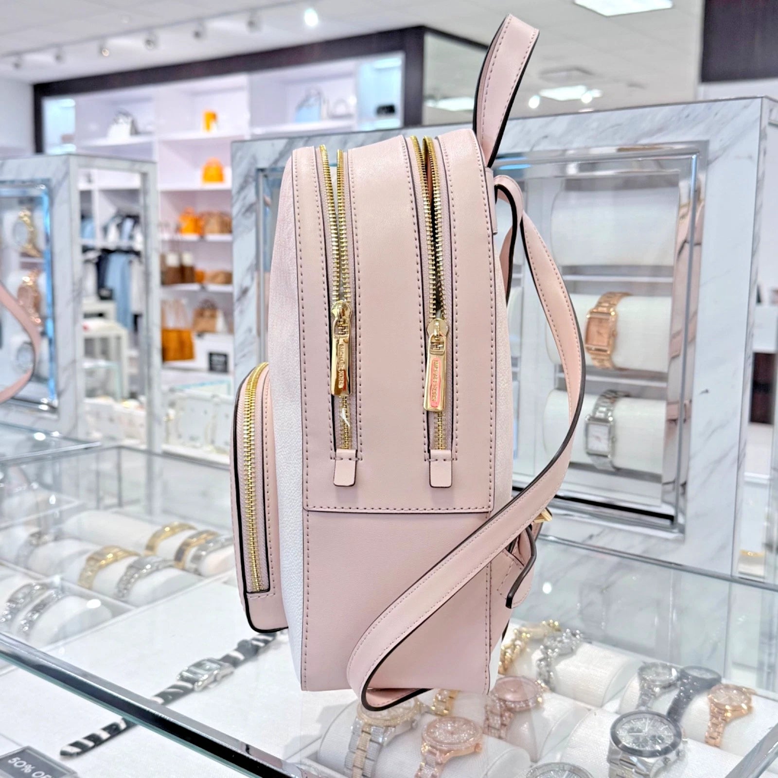 Jaycee Medium Zip Backpack — Powder Blush