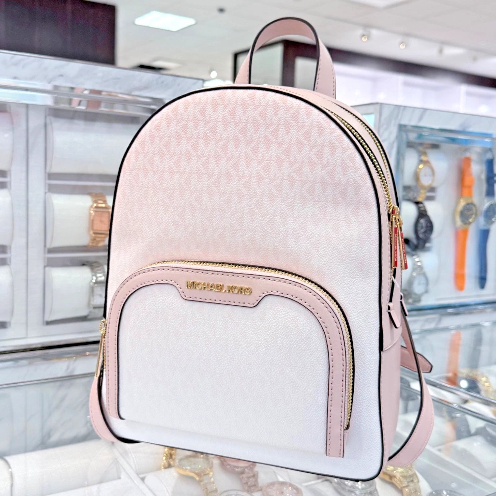 Jaycee Medium Zip Backpack — Powder Blush