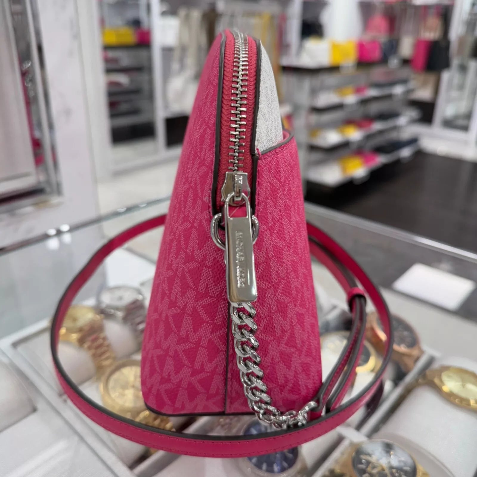 Jet Set Travel Medium Dome Crossbody — Dragonfruit