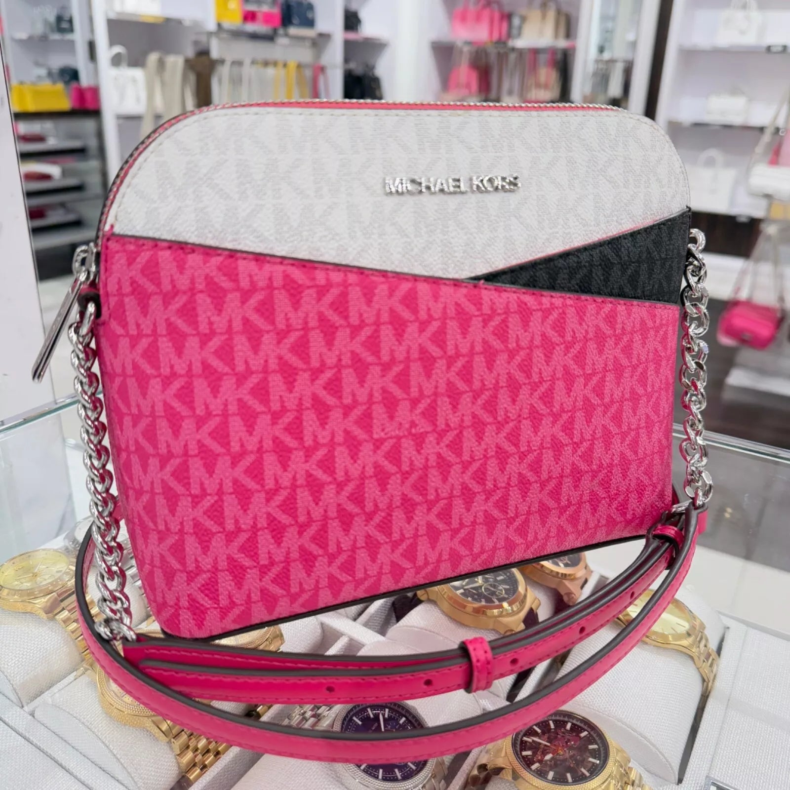 Jet Set Travel Medium Dome Crossbody — Dragonfruit