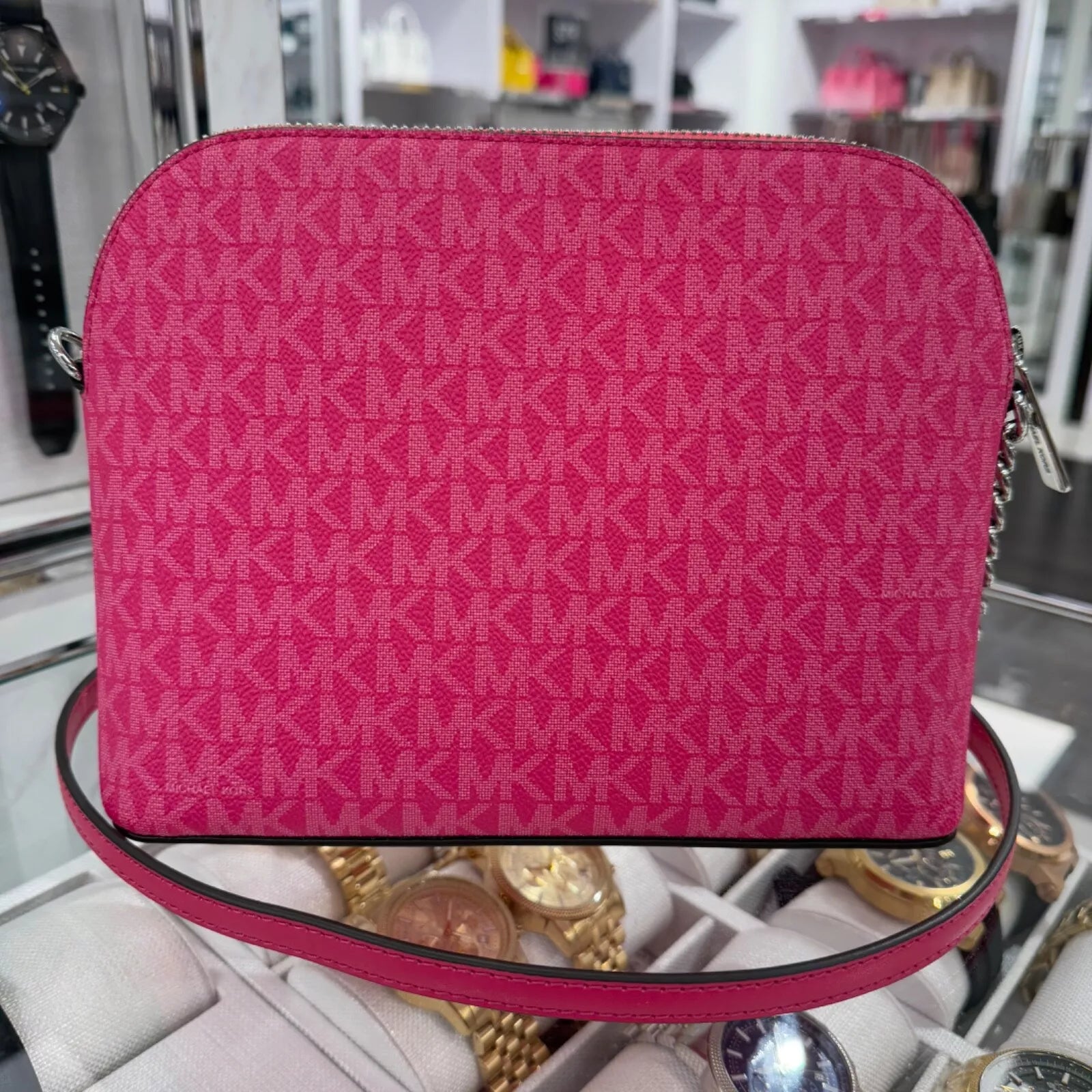 Jet Set Travel Medium Dome Crossbody — Dragonfruit