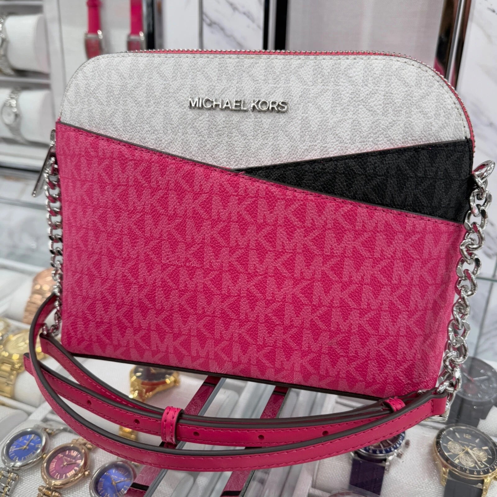 Jet Set Travel Medium Dome Crossbody — Dragonfruit