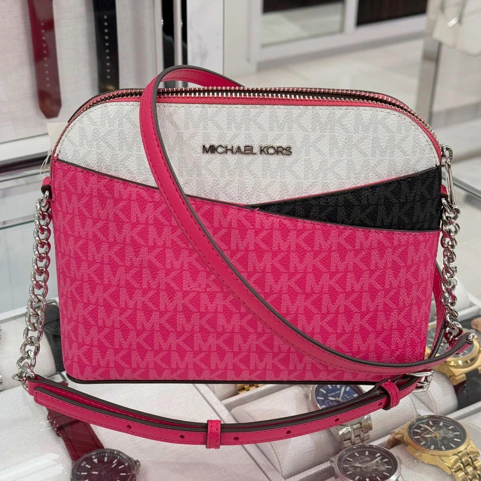 Jet Set Travel Medium Dome Crossbody — Dragonfruit