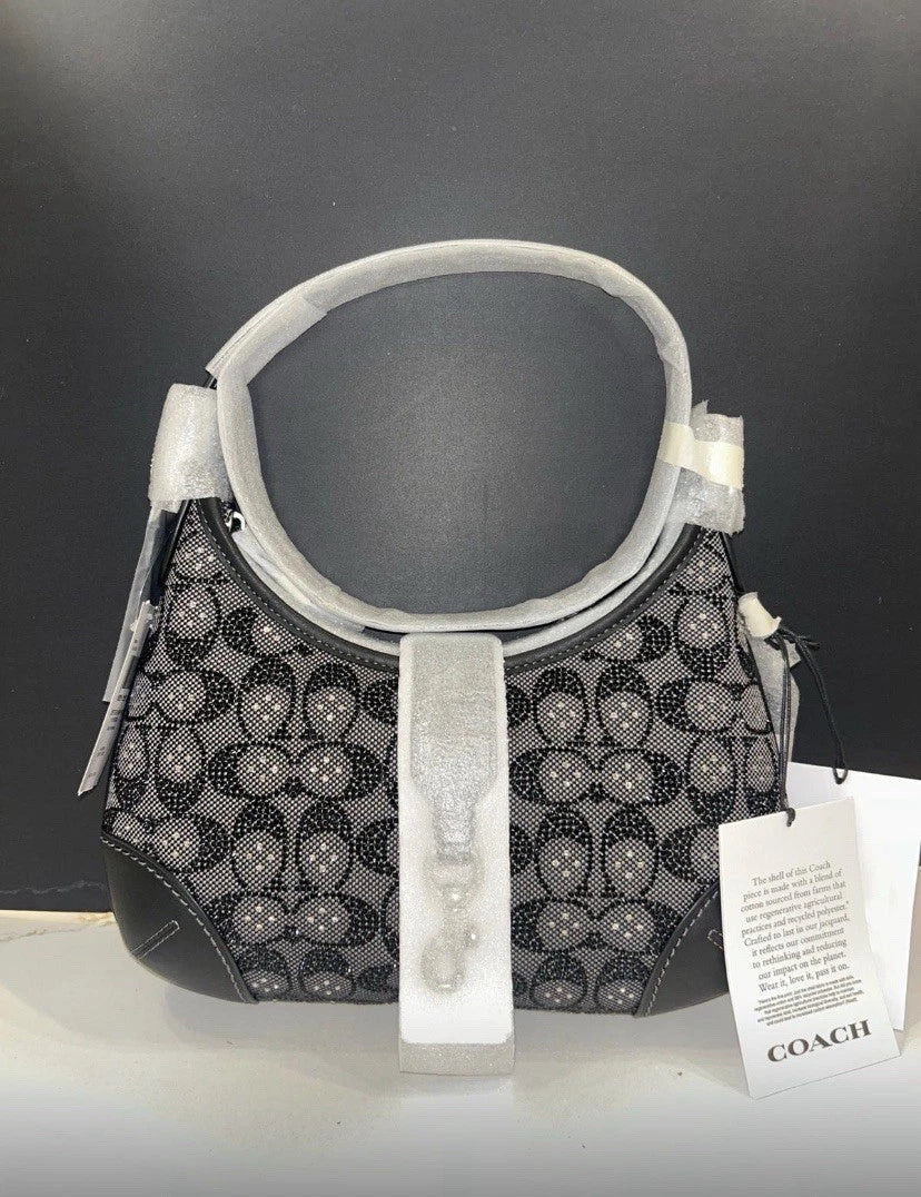 Coach Hampton Crystal Signature Jacquard Hobo Bag