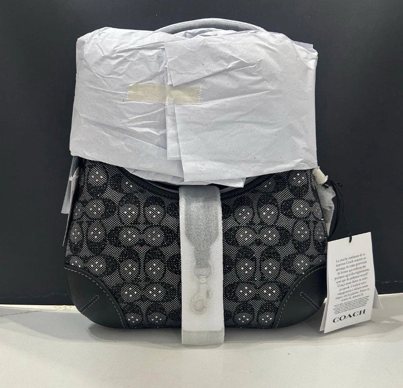 Coach Hampton Crystal Signature Jacquard Hobo Bag