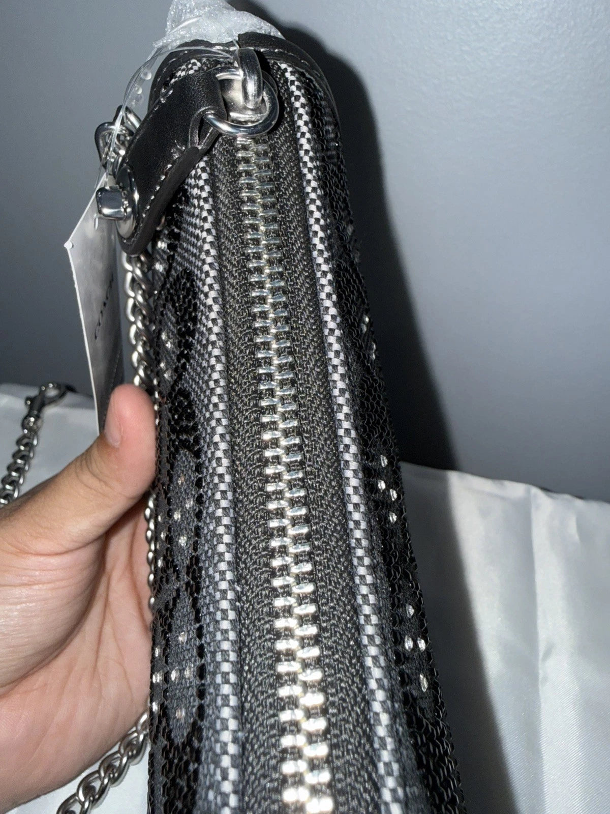 Coach crystal swinger bag. Black with silver hardware.