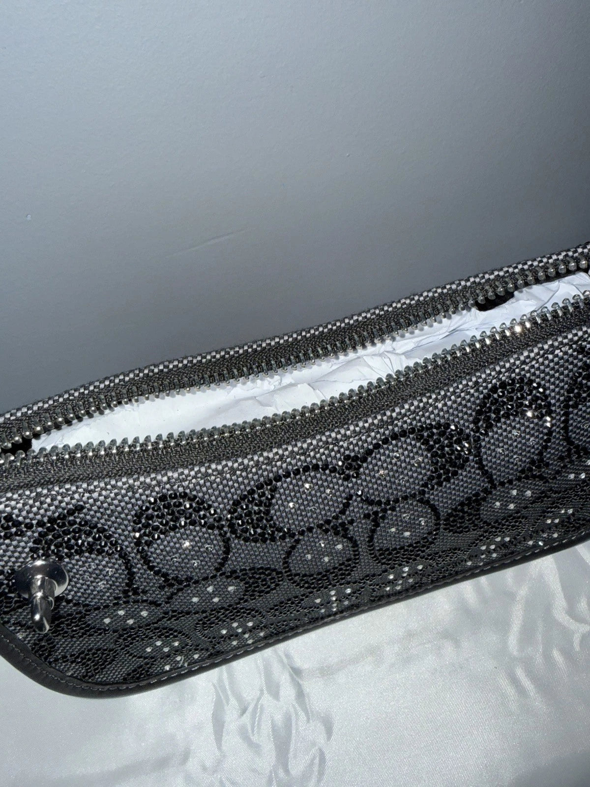 Coach crystal swinger bag. Black with silver hardware.