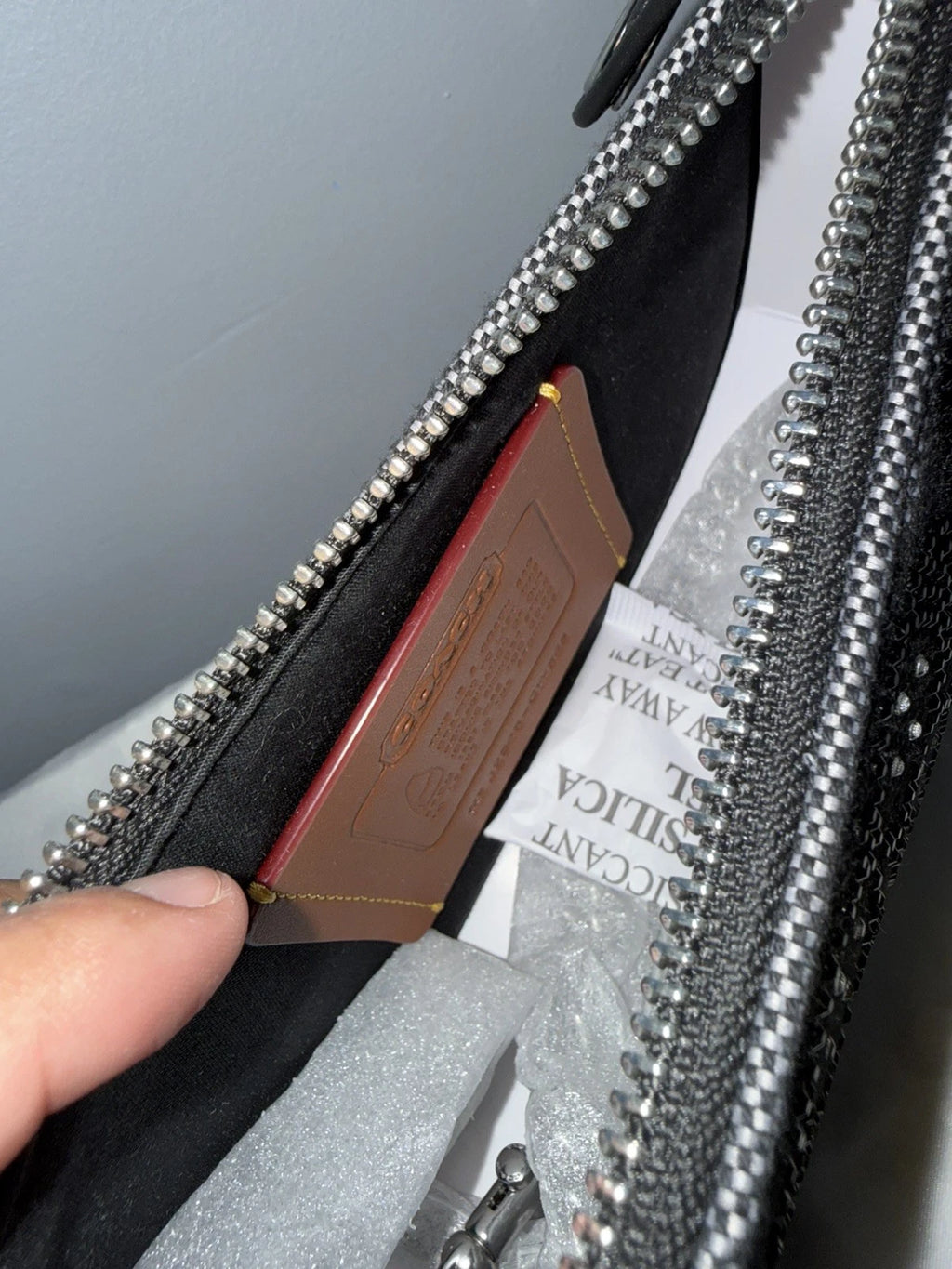 Coach crystal swinger bag. Black with silver hardware.