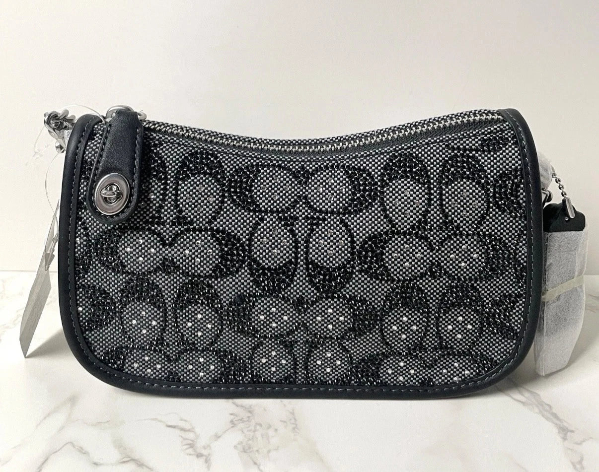 COACH Swinger 20 Crystal Signature Jacquard - Black