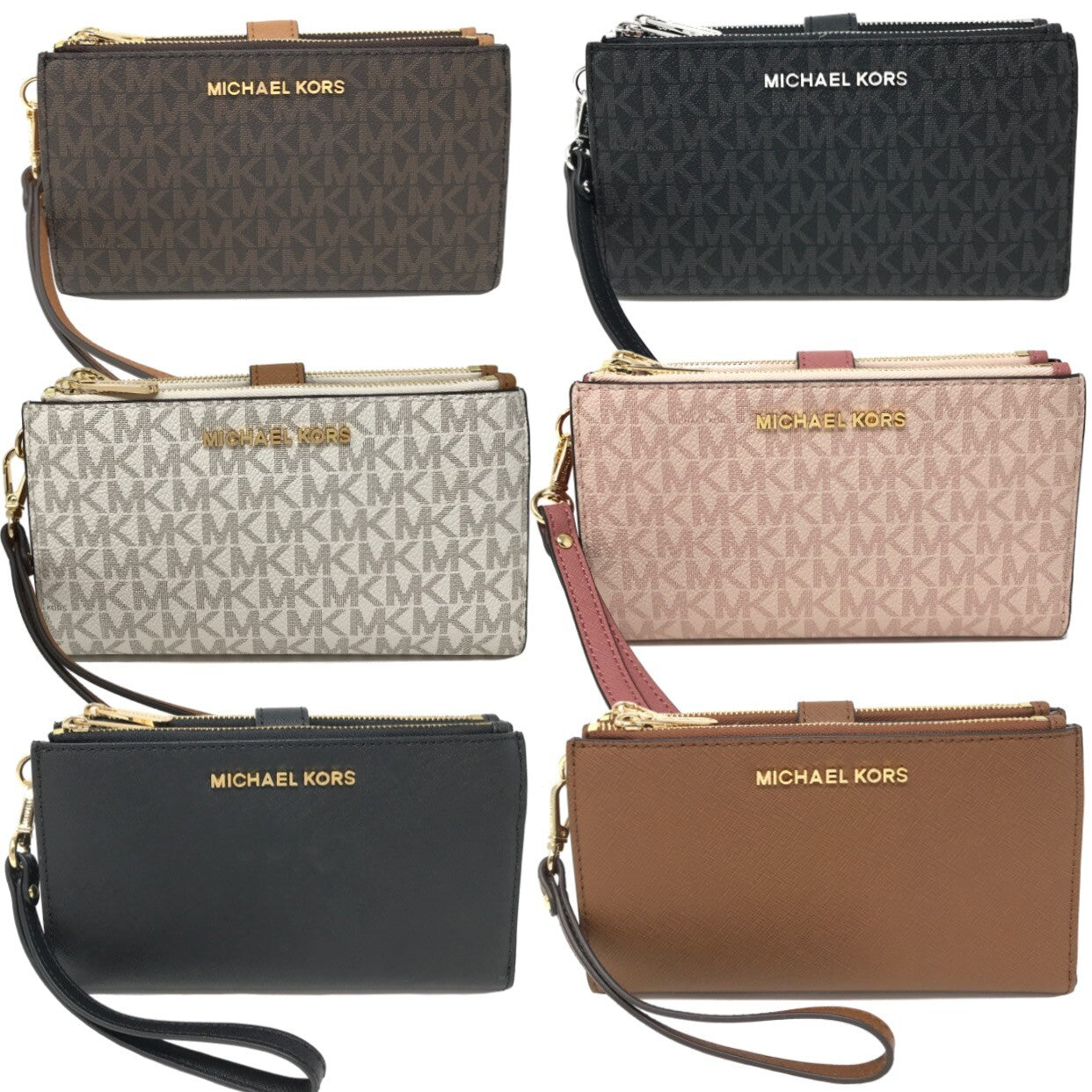 Michael Kors MK Jet Set Travel Double Zip Phone Wristlet Wallet