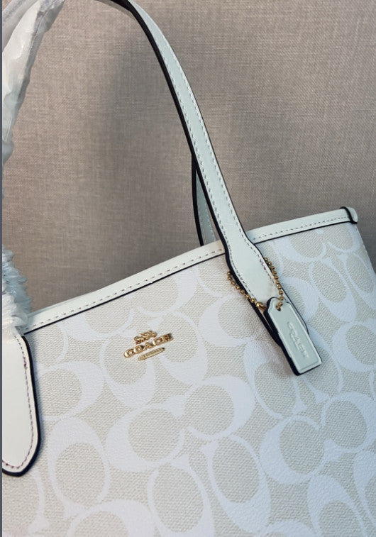 Coach Mini City Tote Signature Canvas CN733 Chalk Outlet NEW