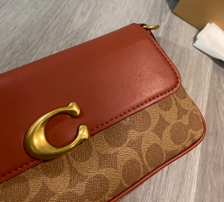 COACH Jet Shoulder Bag In Signature Canvas Tan Caramel CBA83 Outlet NEW