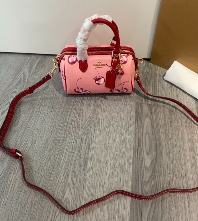 COACH Mini Rowan Crossbody in Cherry Print  Flower Pink/Bright  CR245 Outlet NEW