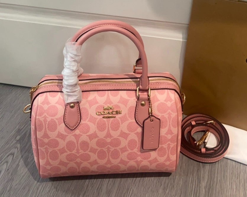 COACH  Roan Satchel Bag Signature Canvas Powder Pink CV961 Outlet NEW