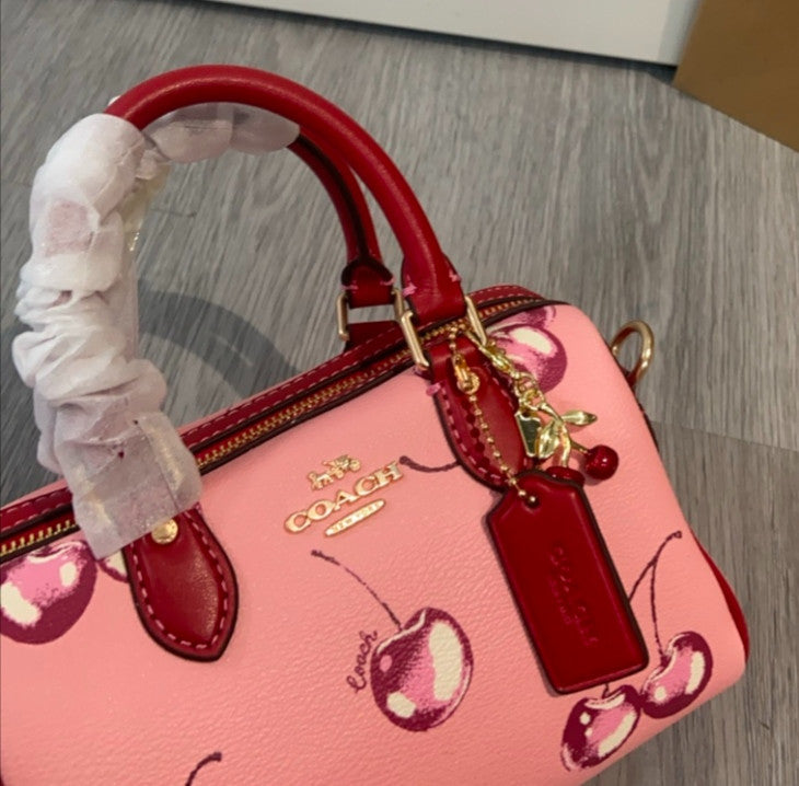 COACH Mini Rowan Crossbody in Cherry Print  Flower Pink/Bright  CR245 Outlet NEW