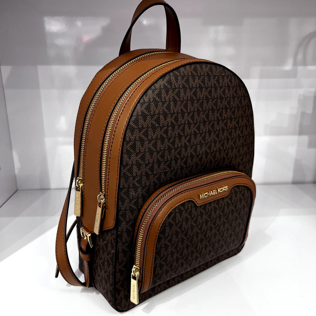 MICHAEL KORS JAYCEE MEDIUM ZIP POCKET BACKPACK BAG Brown