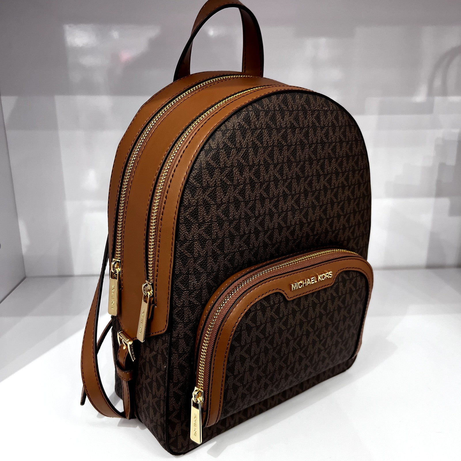 MICHAEL KORS JAYCEE MEDIUM ZIP POCKET BACKPACK BAG Brown