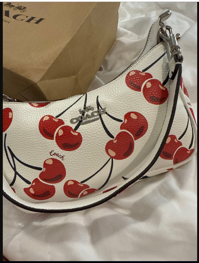 COACH CZ774 Teri Shoulder Bag With Cherry Print Smooth Leather Outlet JAPAN #GBJ