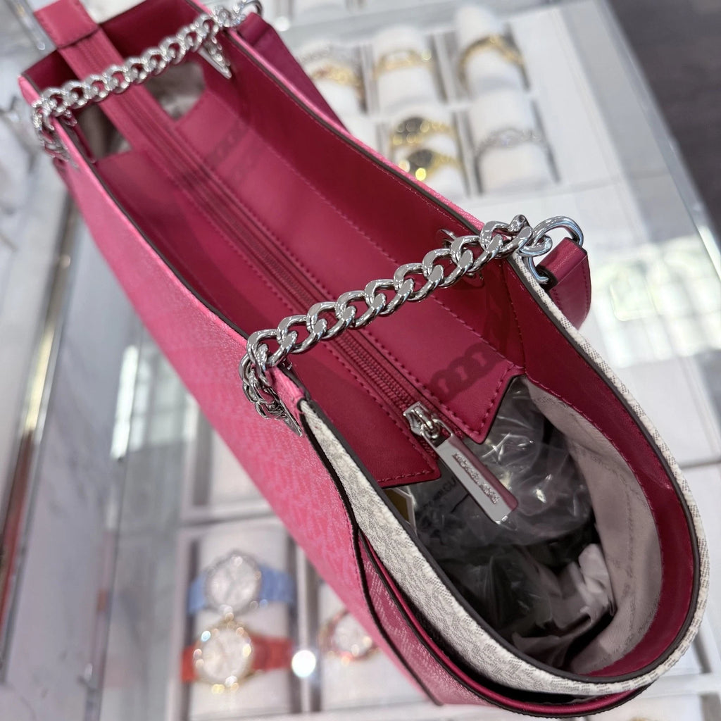 Jet Set Travel Large Chain Tote — Dark Raspberry