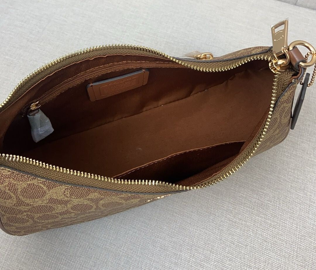COACH  Teri Hobo Bag Signature Canvas Tan/Brown CV940 Outlet NEW