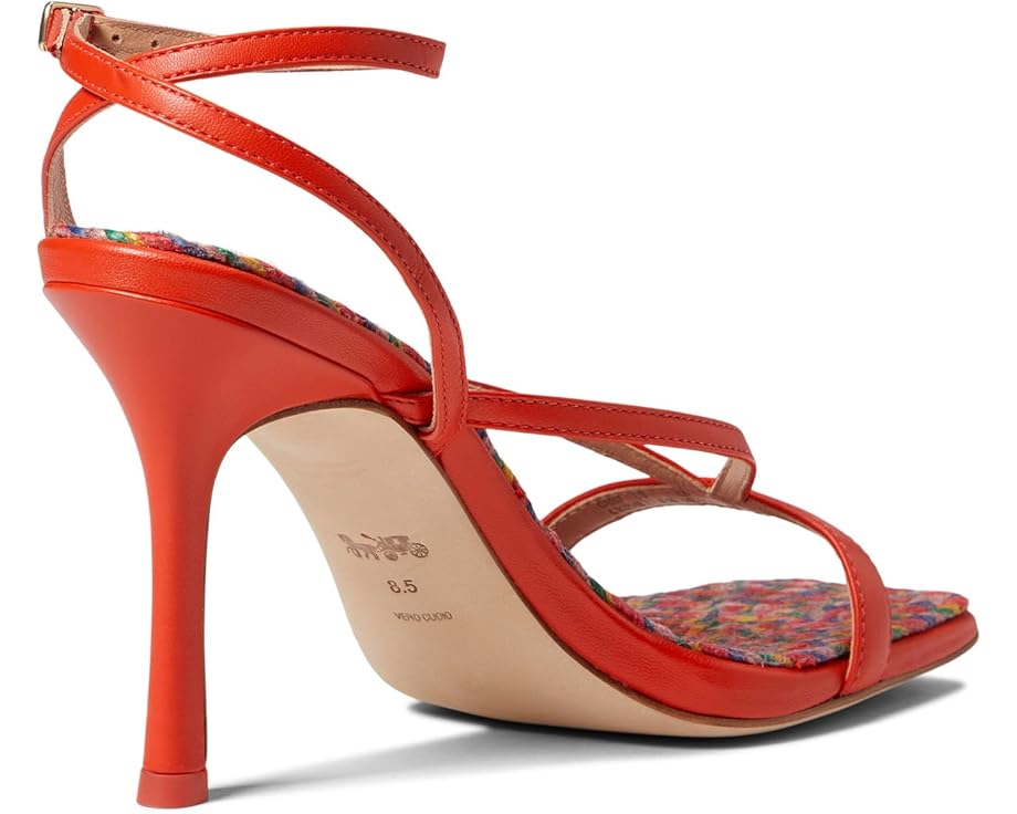 Women's COACH Kaia Leather Sandal  (Black, Carnation, Chalk, Red Orange)