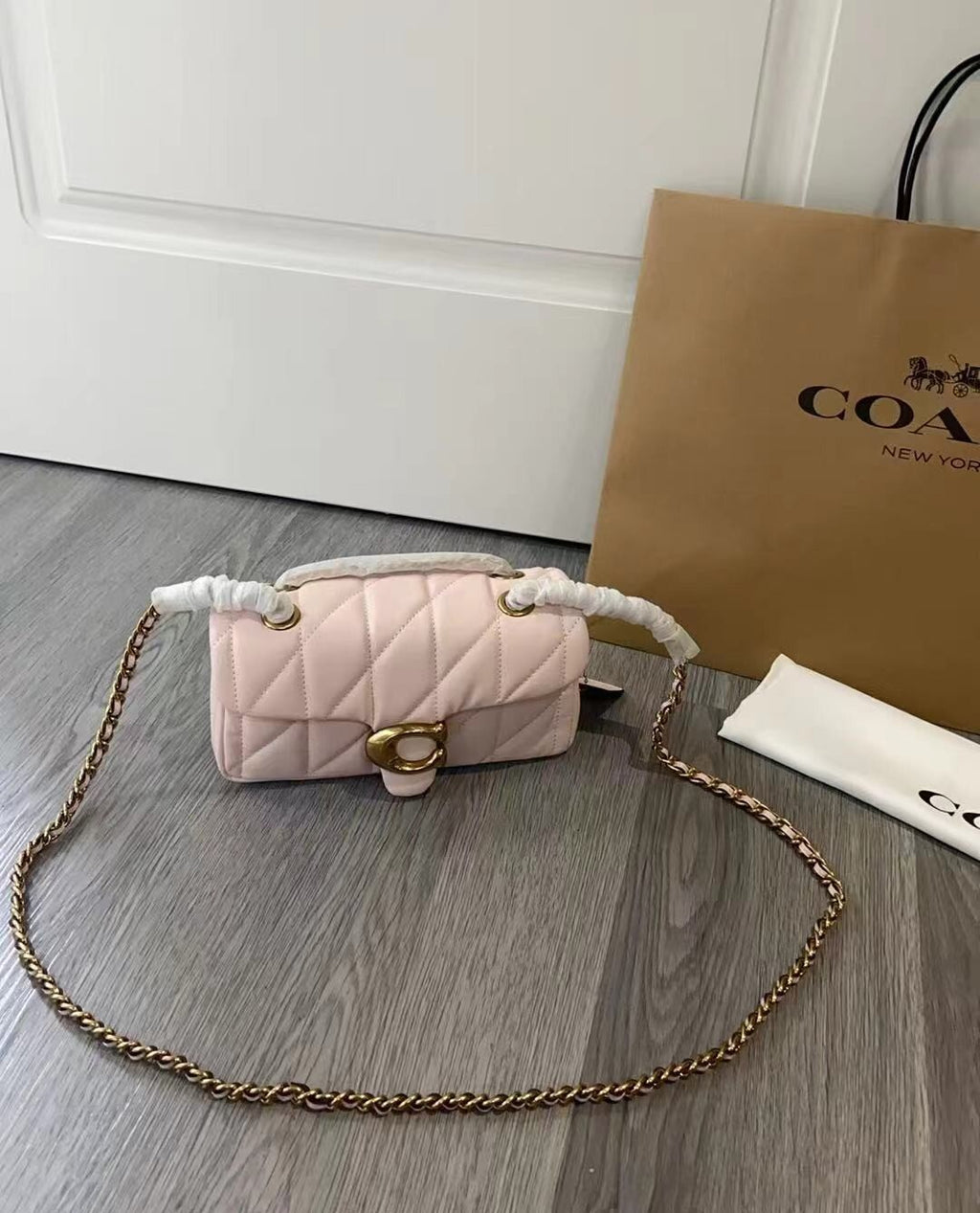 COACH Tabby Shoulder Bag 20 Quilting Nappa Leather CP149 Pink Gold Outlet NEW
