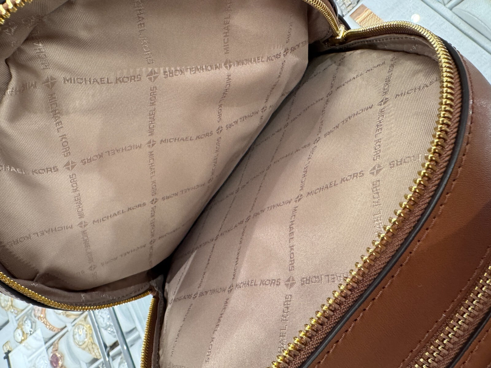 MICHAEL KORS JAYCEE MEDIUM ZIP POCKET BACKPACK BAG Brown
